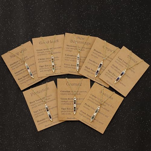 Ronglry Healing Crystals and Stones Necklace Spiritual Crystal Necklace for Women Men Anxiety Necklace Empath Protection New Beginnings Gifts Crystal Pendant Necklace Healing Crystals Jewelry2