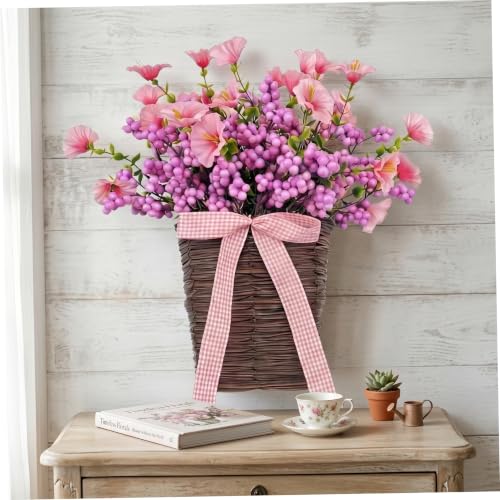 Couronnes de panier pour porte d'entrée en fleurs violettes artificielles