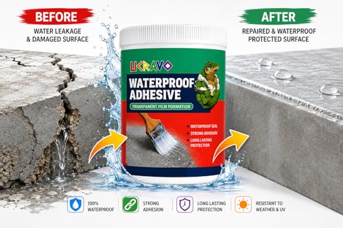 Image of UCRAVO Epoxy Waterproof Glue for Leakage, Transparent Crack Seal Glue 500gm with Brush | Roof Water Leakage Solution | Waterproof Adhesive for Concrete Cracks, Pipes, Bathrooms, Terrace & Outdoor