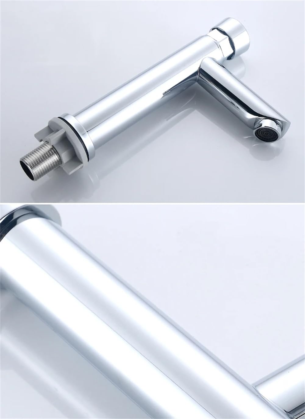 Grifo de Cierre Automático Cromado Ahorro de Agua Grifo de Lavabo de Baño Grifo Frío de Retardo Botón Pulsador Grifo de Lavabo Corto A