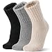 Sandsuced Merino Wool Thermal Boot Socks for Men Women Winter Warm Thick Cozy Hiking Christmas Stocking Stuffers Socks 3 Pairs(Black/Grey/Beige,M)
