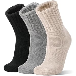 Merino Wool Boot Socks Thermal Winter Warm Thick Cozy Hiking Socks for Men Women 3 Pairs