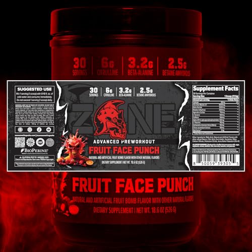Image of Zone Pre-Workout Powder, Fruit Punch, 30 Servings