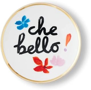 BITOSSI Home Plato de porcelana Che Bello – Colección con Amor, diámetro 17 cm, borde dorado, diseño perano claro