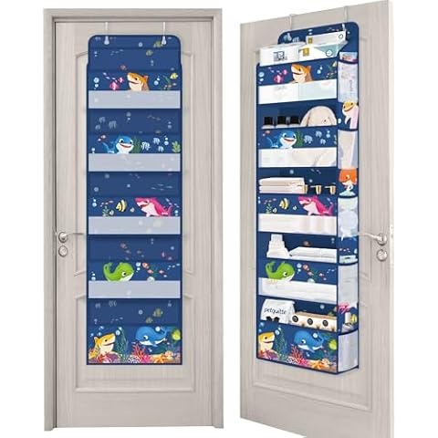 Clastyle Blue Marine Animals Over Door Organizer Cover