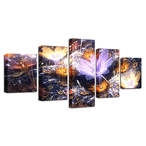 Toile orchidée rougeoyante 5 pièces pour illuminer votre grand salon