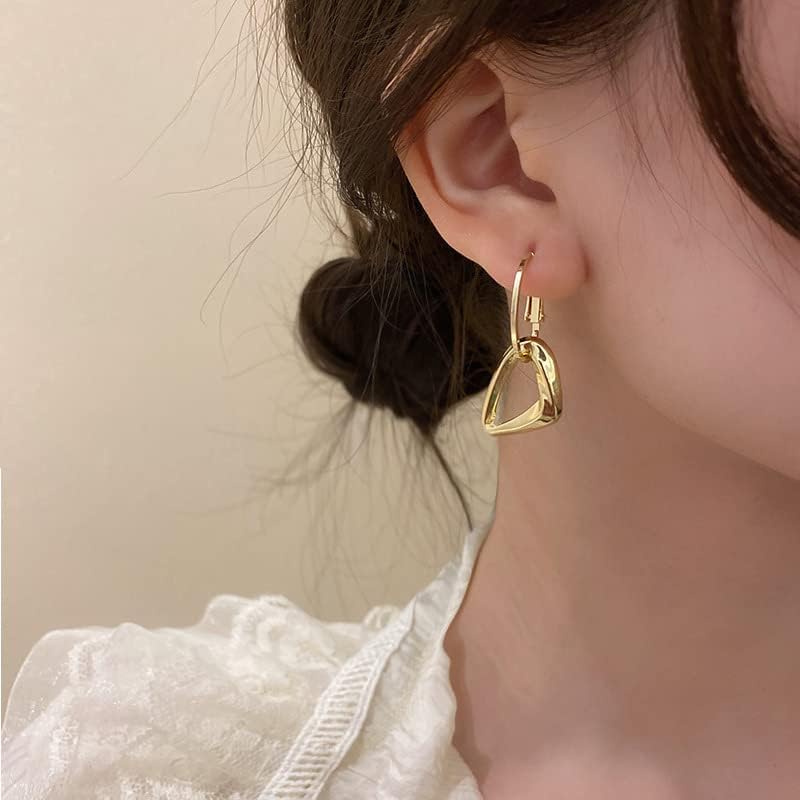 AYNN 925 Sterling Silver Post Gold Plated Geometric Triangle Layered Earrings Jewelry for Women Hypoallergenic - Image 2