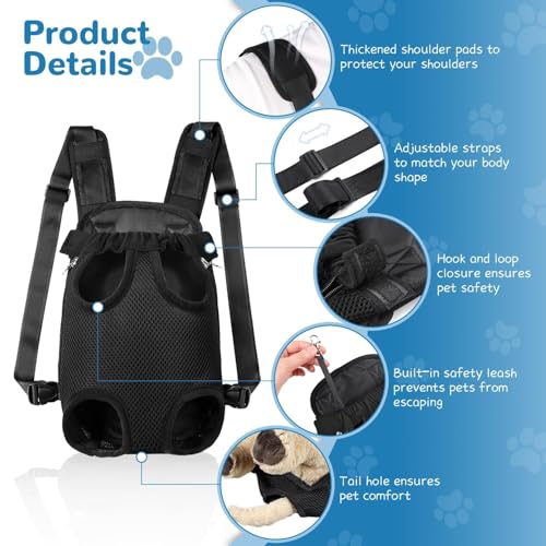 YUDODO Pet Dog Carrier Backpack Adjustable Dog Front Carrier, Legs Out Easy-Fit Dog Travel Backpack Carrier for Hiking Camping for Small Medium Dogs Cats and Rabbit (Small (Pack of 1), A-Black) - Image 3