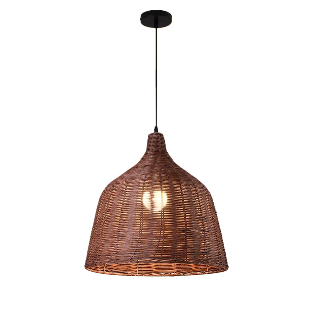 ZBZFGE Vintage Light for Kitchen 14 Pouces Grand dôme rotin Lampe Suspendue Ferme de Plafond en Osier