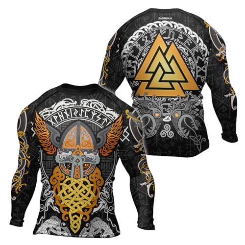 Viking Compression Rash Guard Long Sleeve Baselayer Athletic Fit Shirt for MMA BJJ Jiu Jitsu Training