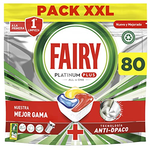 Fairy Platinum Plus Todo en Uno Pastillas Lavavajillas, 80 Capsulas Lavavajillas (5 x 16), Limpieza...