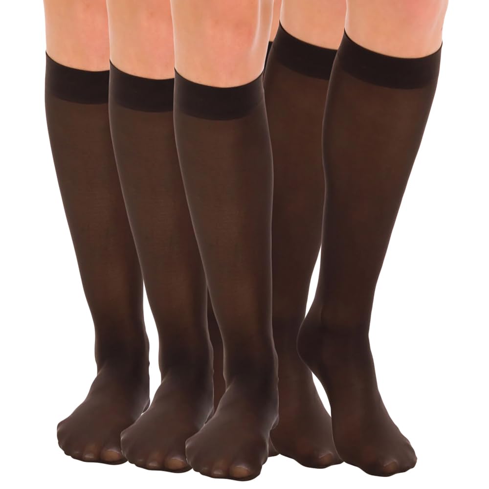 Berkshire Women's Chocolate Kisses 3 Pairs Opaque Trouser Pantyhose With Sandalfoot Toe Knee High, 9 11 Us, 9-11