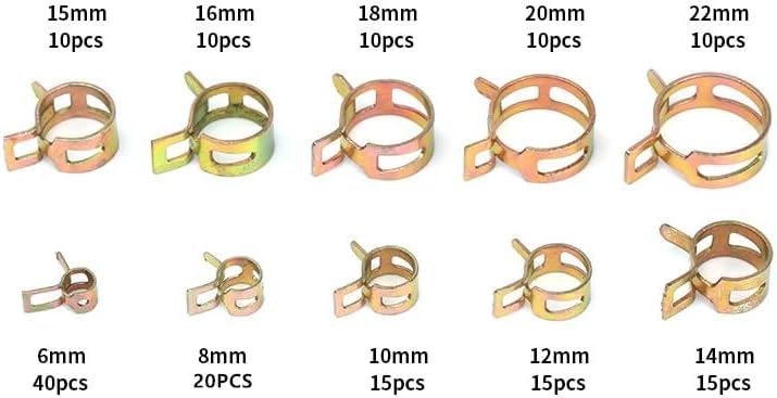 155PCS 6-22mm Car & Truck Spring Clips Fuel Oil Water Hose Clip Pipe Tube Clamp Fastener Assortment Kit