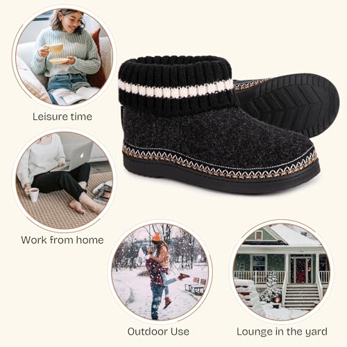 EverFoams Women's Bootie Slippers Non-slip Comfy Winter Indoor House Shoes with Knitted Collar3