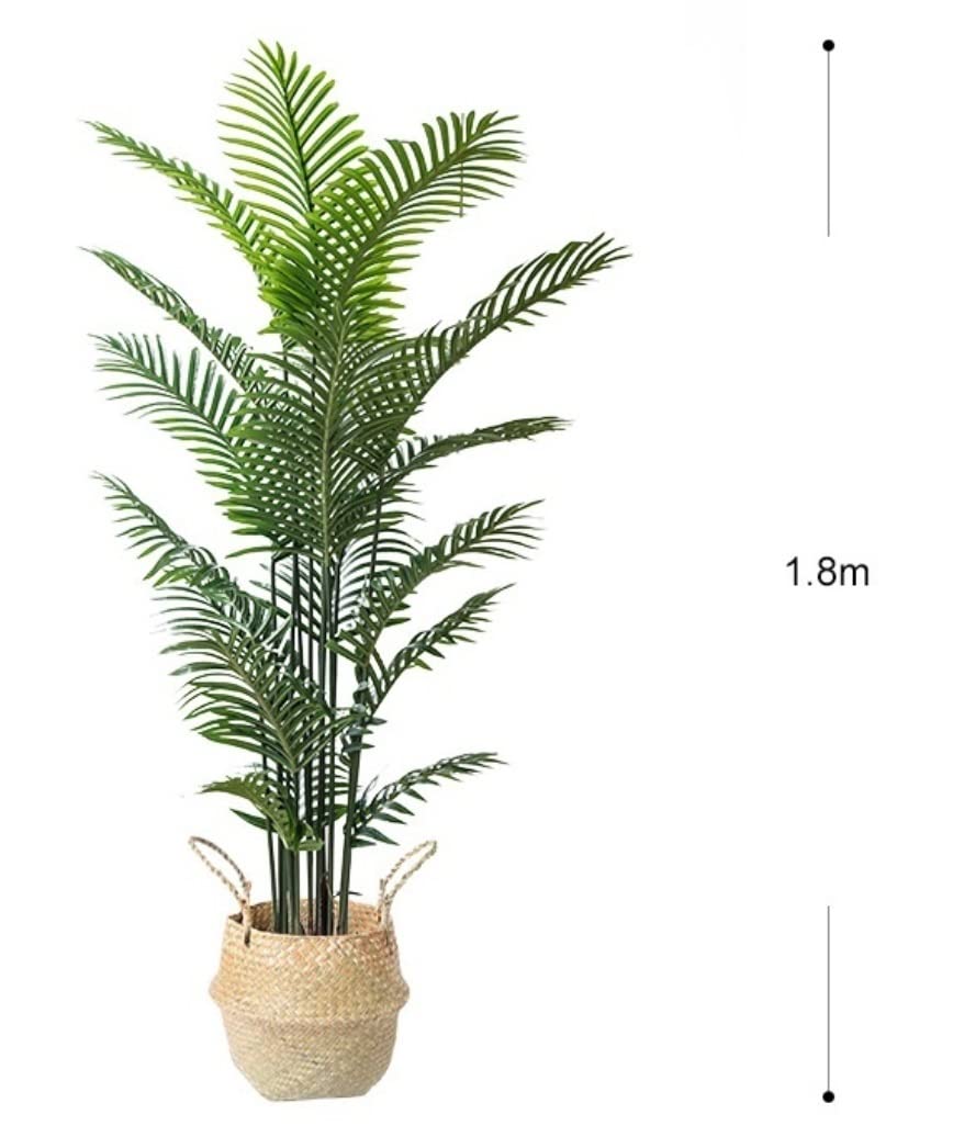 Fake Trees Sztuczne Drzewo Duża Palma Z Podstawą Kosza Na Trawę Doniczkowe Ozdoby Do Wnętrz Zielonych Roślin Dekoracja Podłogowa Duża(180cm)