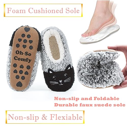 Image of The Metluks Cute Animal House Slippers, Warm Fuzzy Slipper Socks with Grippers Non Slip, Cozy Funny Gifts