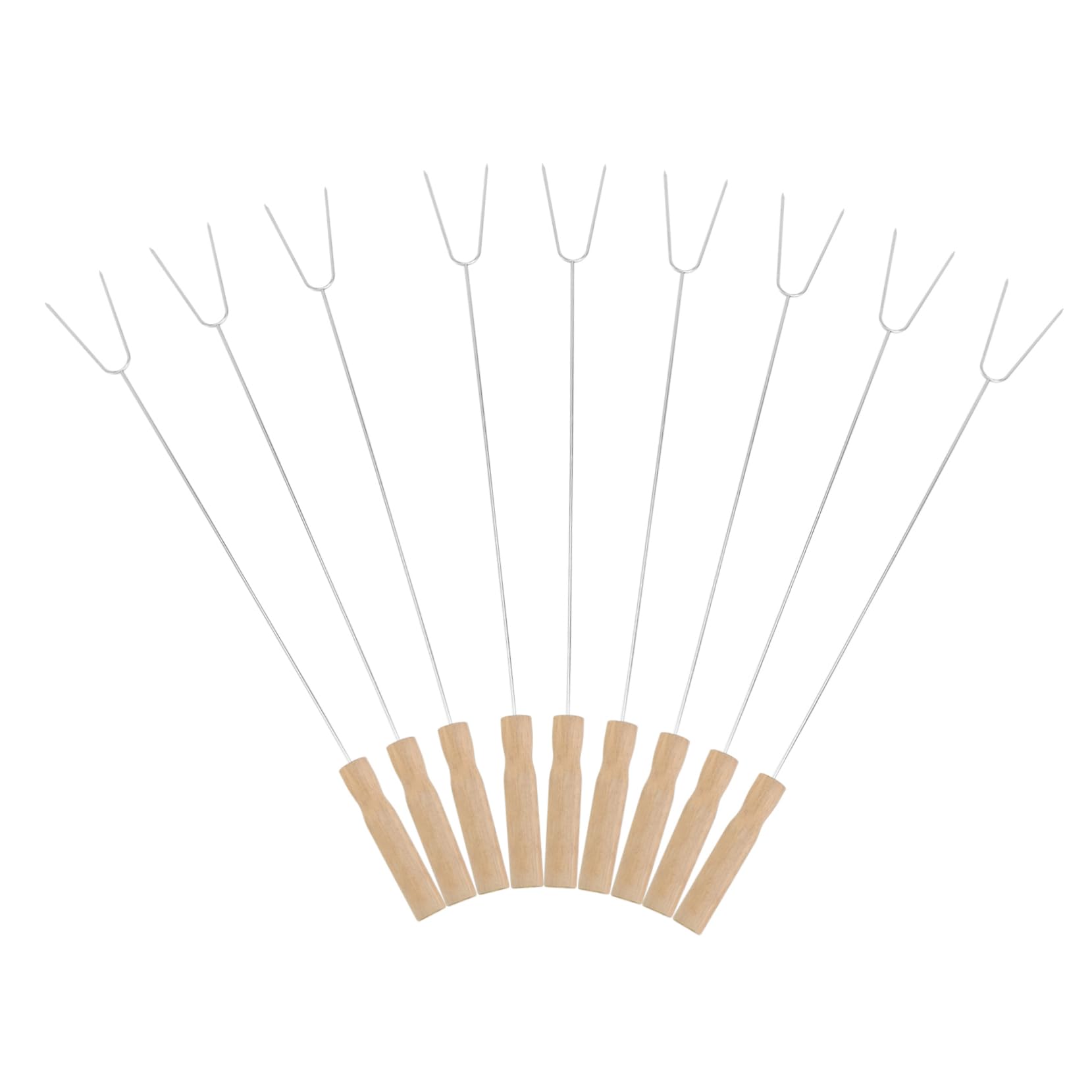 Toddmomy 15Pcs Stainless Steel Barbecue Fork with Wooden Design for Outdoor Bbq Parties Camping and Grilling Durable Roasting Tools for Food Preparation