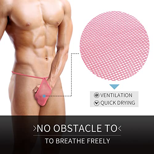 AGJGFM Men's Mesh See Through Thongs G-String T-Back Bikini Underwear3