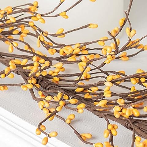 Artificial Yellow Pip Berry Garland by Factory Direct Craft - Year Round Rustic Berries, Farmhouse Home Decor for Primitive Summer Table Decorating, Fireplace Mantel, and Easter Decorations (54" Long) Cover
