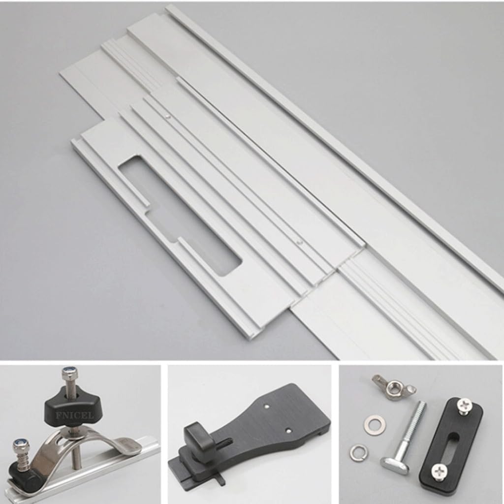 Zestaw prowadnic piły tarczowej Piły gąsienicowe Aluminiowe szyny prowadzące Narzędzia, do stołu warsztatowego do obróbki drewna Zestawy narzędzi ręcznych(0.8M and 5inch base)