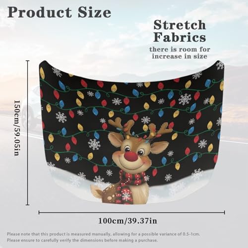 Image of Christmas Deer and Snowflakes Hood Cover Protector for Compact SUV Trucks Sedans, 59x39 Inch Stretchable Car Hood Flag, Universal Snowproof Auto Christmas Decorations