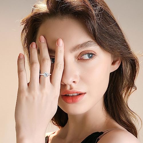 Moissanite Rings for Women, Sterling Silver Lab Created Diamond Engagement Promise Wedding Ring Bands for Her (1.5 carat, 9.5)3