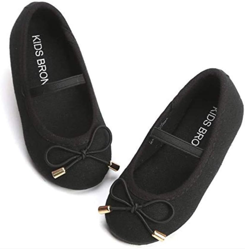 THEE BRON Bridal Ballet Flats Mary Jane School Shoes(Toddler/Little Girls) (10M Toddler-7 Inch-17.7 cm, 7126 Black)