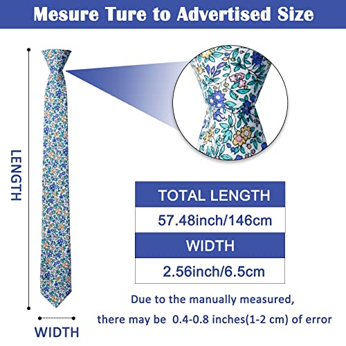 Image of Mantieqingway Men's Cotton Floral Neck Tie 2.56'' Printed Skinny Tie