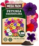 TLSSCO 5500+ Petunia Seeds, Pack for 2026 USA Premium Non-GMO Flower Seeds Mixed Rainbow Color, Bonsai, Grandiflora Flowers, Pollinator Garden, Open Pollinated, Indoor and Outdoor