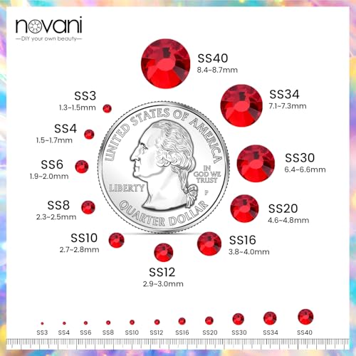 Image of Novani Rhinestones 1440pcs SS10 Glass Rhinestones Crystal Flatback Gemstones for Crafts Nails Makeup Bags and Shoes Decoration（SS10, Light Siam）