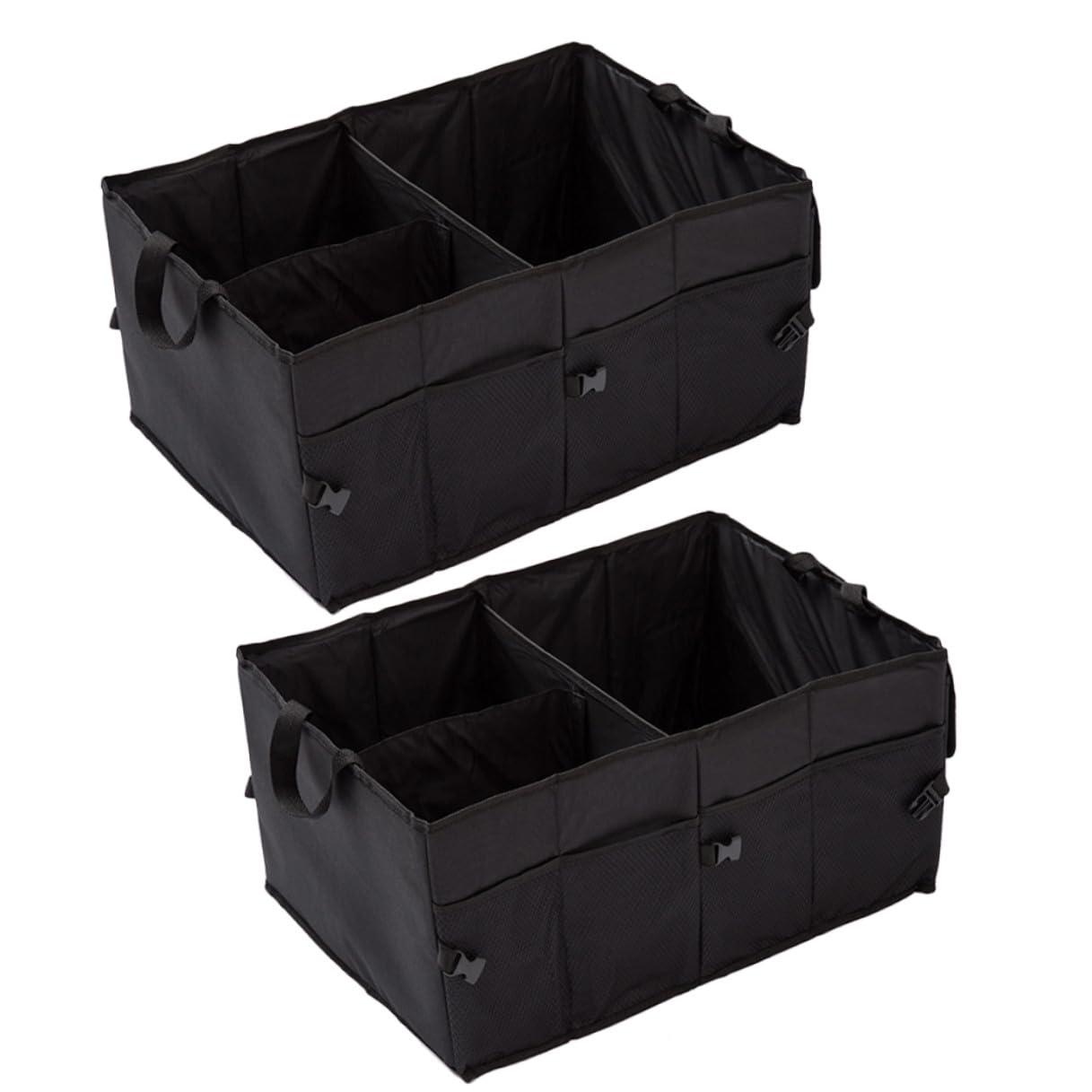 Caja de Almacenamiento Plegable Multifuncional 2 Piezas Negro Plástico