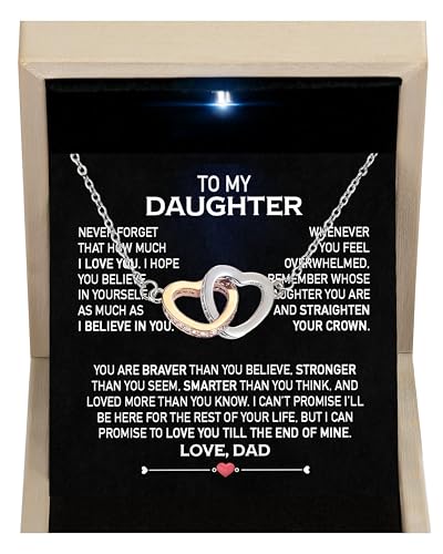 Larvincy To My Daughter Necklace From Dad With Heartfelt Message & Elegant Box, Gifts For Daughter From Father, Beautiful Jewelry Gift From Love Daddy On Graduation, Birthday, Wedding, Christmas