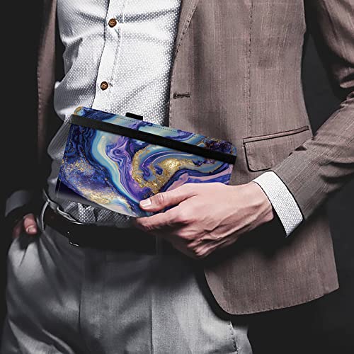 Image of FUYOCWE Leather Checkbook Covers for Men Women Check book Holder Cover Wallets for Personal Checkbook Duplicate Checks with RFID Blocking & Elastic Strap, Purple and Blue Marble, Classic