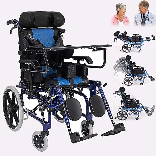 CUIOT Foldable Reclining Wheelchair with Dining Table