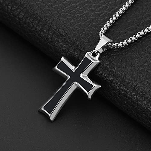NIGHTCRUZ Stainless Steel Cross Pendant, Heavy Cross Necklace for Men Women4