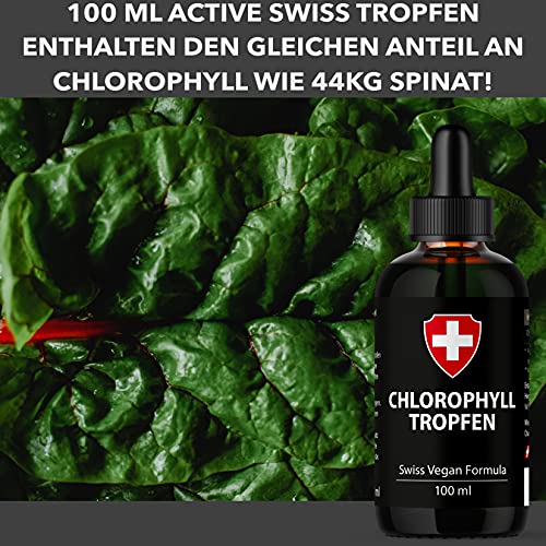 Chlorophyll flüssig aus Alfalfa, 100ml flüssiges Chlorophyll mit 200mg Liquid Chlorophyll je Tagesdosis, Chlorophyll Tropfen sind eine Alternative zu Chlorophyll Tabletten