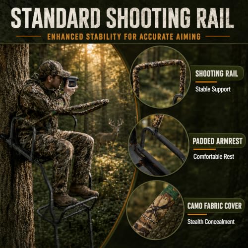 Image of FUNHORUN Ladder Tree Stand for Deer Hunting, 15FT Treestand with Seat