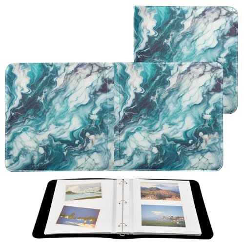 Álbum de fotos autoadhesivo Turquesa Azul Mármol Scrapbook DIY con anillas 3 argollas, 40 páginas, 8x10 para recuerdos miniatura 2