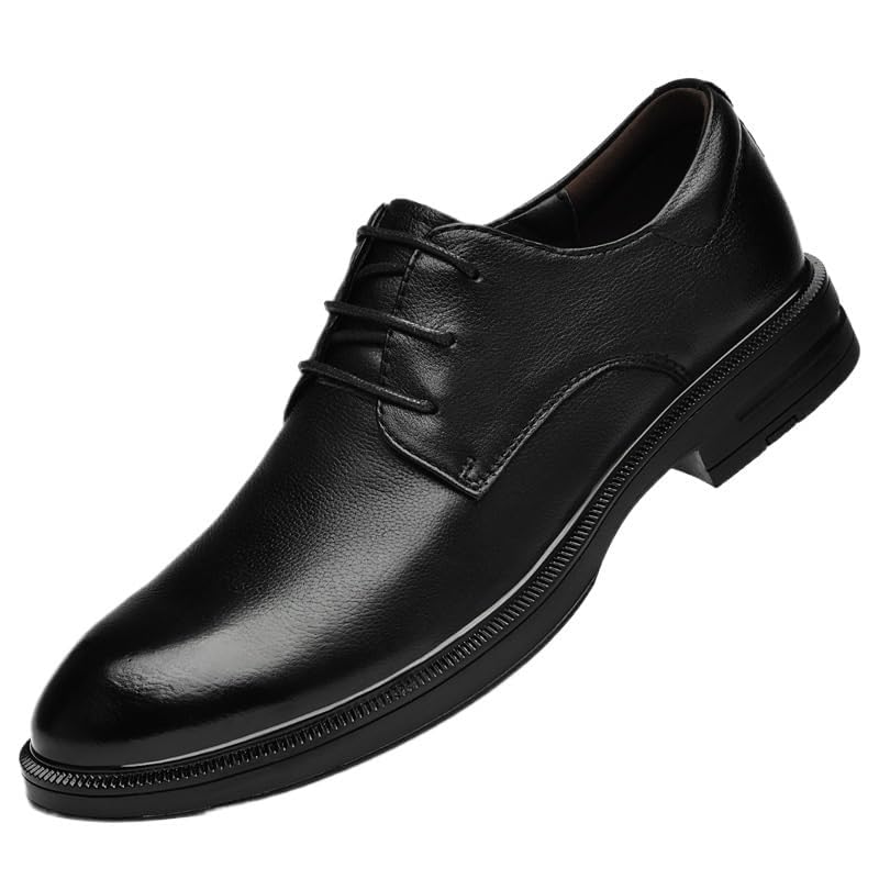 Men's Classic Leather Dress Shoes Walking Lightweight Pointed Toe Non-Slip Softsole Oxford Shoes