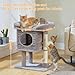 PAWZ Road Cat Tree for Indoor Cats, 26 Inches Cat Tower with Large Perch, Private Condo, Small Cat Condo with Spring Ball & 2 Scratching Posts for Cats-Gray