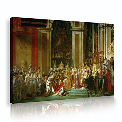 The Coronation of Napoleon Canvas Prints Framed Famous Painting Replica Artwork Pictures Wall Art for Bathroom Bedroom Home Decor 27.6x41.3inch Innerframe