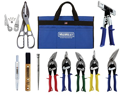 MIDWEST BUILDING Tool Kit - 10 Piece Set Includes Aviation Snips with Siding Tools & Bag - MWT-BULDKIT03