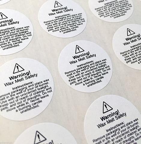 Wax Melt Usage Safety Stickers - 29mm (54 per sheet) - 5 sheets