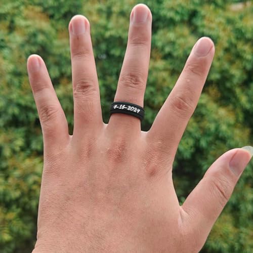 Custom Logo Text Silicone Rings 8mm Double Slot Outdoor Sports Silicone Ring Stackable Ring Comfort Fit Promise Engagement Rings Wedding Bands, Christianity Belief Inspirational Rings2