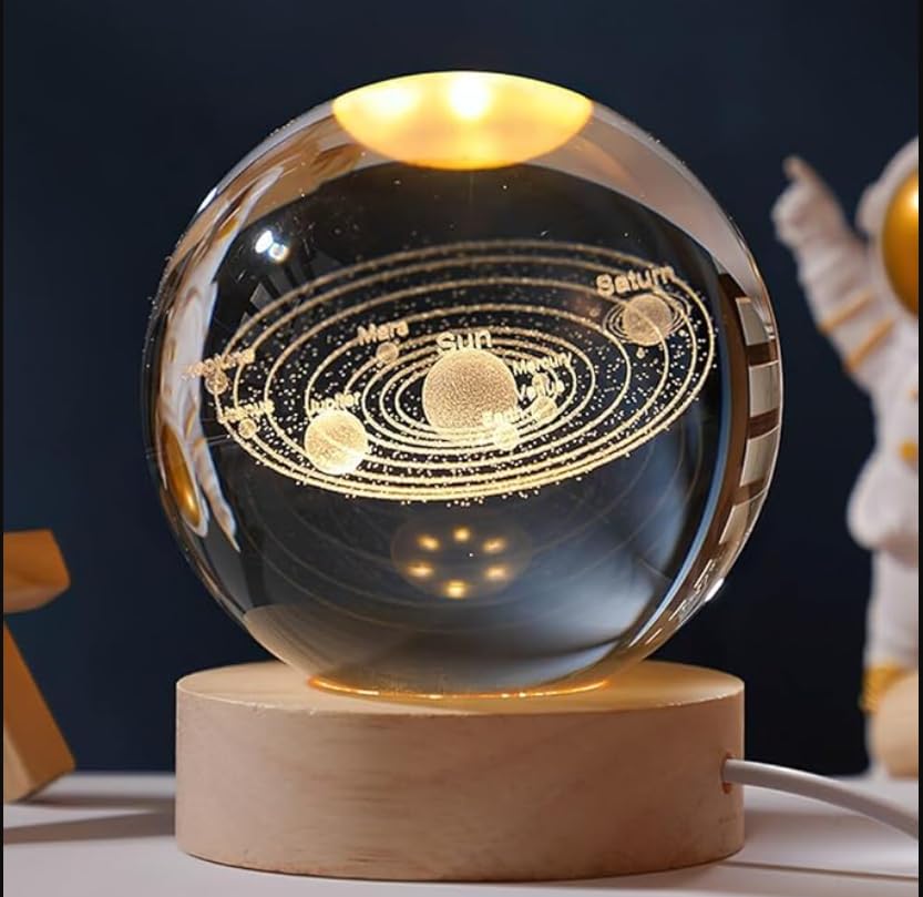 EPICK 3D Solar System Crystal Ball Night Light, Glass Ball Night Lamp with 2.76Inch Woodern Base, Decorations Gifts for Men,Women,Kids,Boys,Girls,Teens (Solar System Crystal Ball) (B0D2LD4RWC) Amazon Price History, Amazon Price Tracker