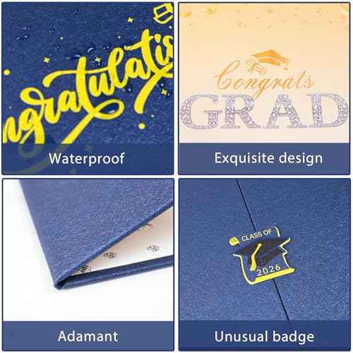 Image of Crenics Blue and Gold Graduation Decorations Class of 2026, Creative Graduation Guest Sign in Book Alternative, Congrats Grad Signature Book 18 inch x 12 inch, Awesome Graduation Gift or Keepsake