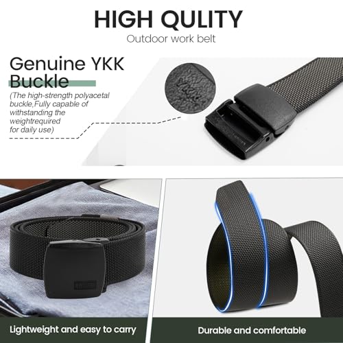 Reversible Nylon Web Belt with YKK Buckle, Metal-Free Airport Security, 49-59 Inch Adjustable Length4