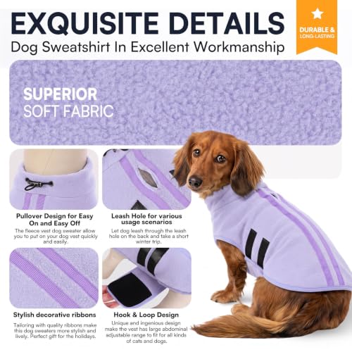 Image of Queenmore Small Dog Sweater,Fleece Dachshund Sweater Jacket with Leash Hole