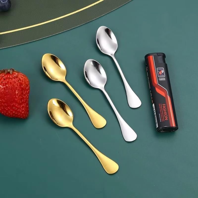 Image of Demitasse Espresso Spoons, Mini Coffee Spoon, 4 Inches Stainless Steel Small Spoons for Dessert, Set of 6(gold)