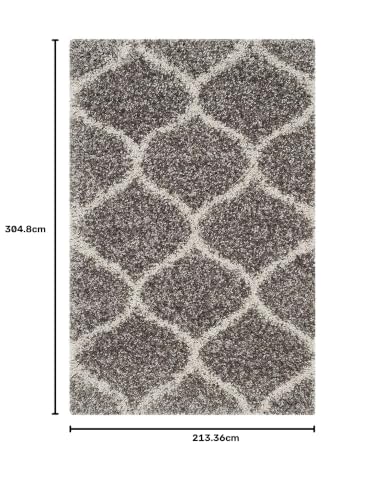 Image of Modern Plush Area Rectangular Rug For Bedroom Living Room Home Decor (7X10 Feet, Grey|Ivory)